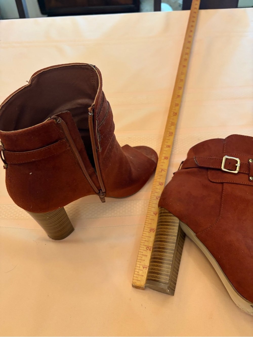 Women's Rust Suede Ankle Boots - Stylish Zip Heels - Picture 3 of 5